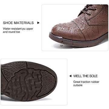 Moda Chics Combat Boots for Women Fall Lace-up Comfortable Fashion Ankle Boots Brown 8 B(M) US