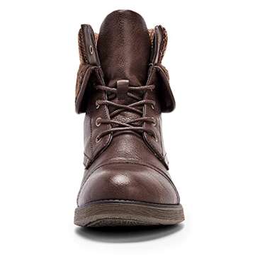Moda Chics Combat Boots for Women Fall Lace-up Comfortable Fashion Ankle Boots Brown 8 B(M) US