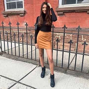 Moda Chics Combat Boots for Women Fall Lace-up Comfortable Fashion Ankle Boots Brown 8 B(M) US