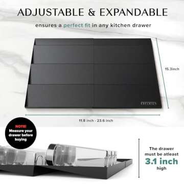 EDELHAUS Spice Drawer Organizer - Expandable Spice Rack for Drawer, Black Seasoning Organizer for Dr...