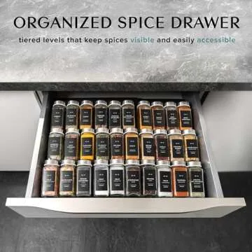 EDELHAUS Spice Drawer Organizer - Expandable Spice Rack for Drawer, Black Seasoning Organizer for Drawer Spice Organizer, Spice Organization Seasoning rack insert for Cabinet (Jars Not Included)
