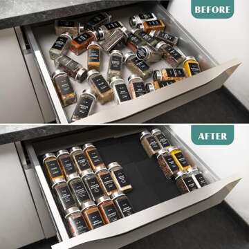 EDELHAUS Spice Drawer Organizer - Expandable Spice Rack for Drawer, Black Seasoning Organizer for Drawer Spice Organizer, Spice Organization Seasoning rack insert for Cabinet (Jars Not Included)