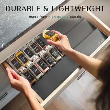 EDELHAUS Spice Drawer Organizer - Expandable Spice Rack for Drawer, Black Seasoning Organizer for Drawer Spice Organizer, Spice Organization Seasoning rack insert for Cabinet (Jars Not Included)