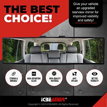 ICBEAMER 10.6" Car Rear View Mirror Enhances Safety