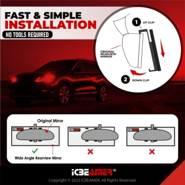 ICBEAMER 10.6" Car Rear View Mirror Enhances Safety