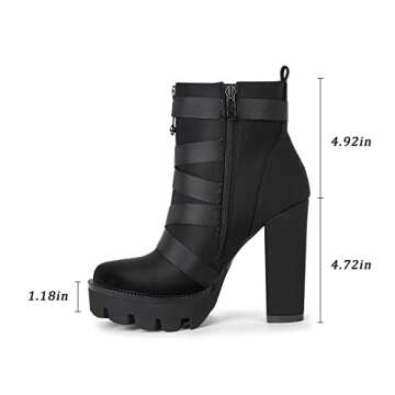 wetkiss Platform Boots for Women, Heeled Combat Boots Chunky Heel Booties Round Toe Lace Up High Heel Ankle Boots