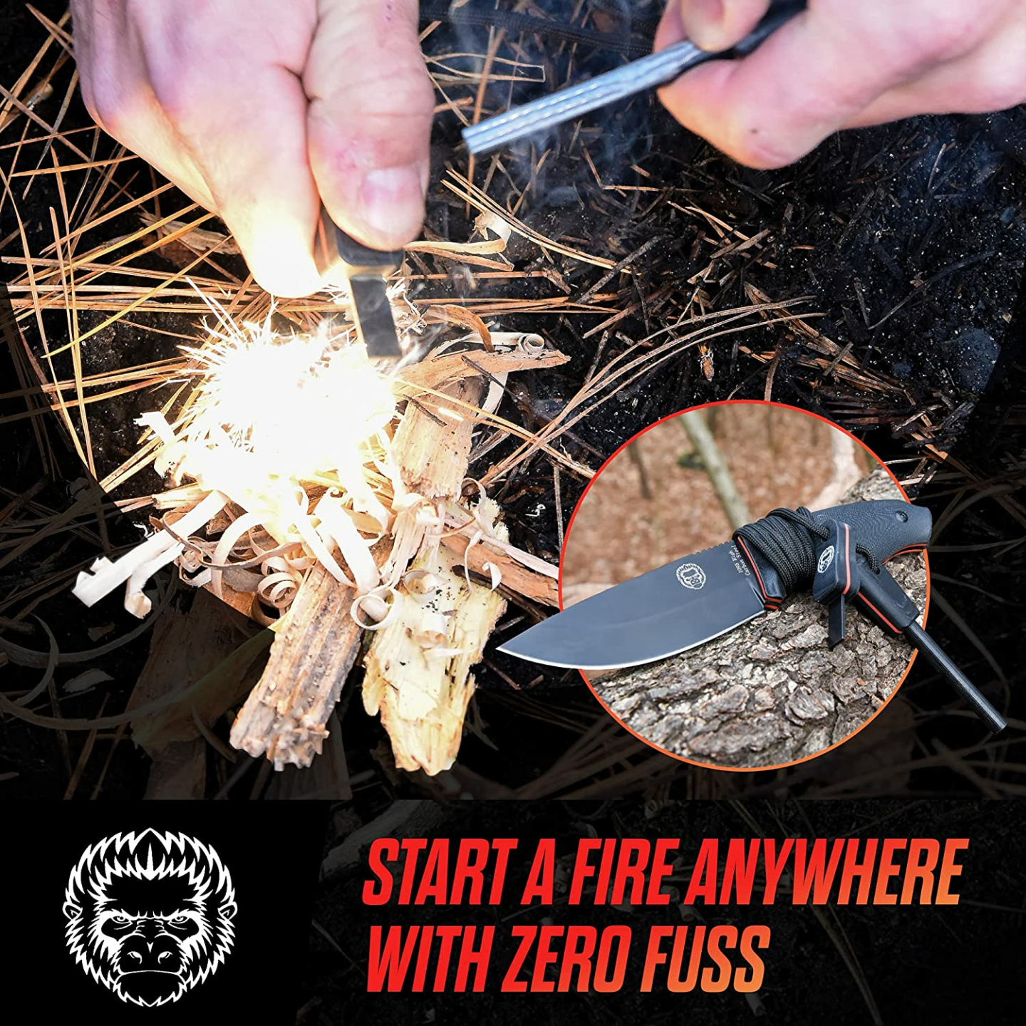 Bushcraft Survival Knife: Full Tang Fixed Blade