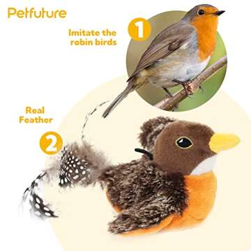 PETFUTURE Cat Toys for Bored Indoor Cats, Cat Bat Wings with Catnip Cats, USB Rechargeable Motion Ac...