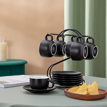 Candiicap Expresso Cups with Saucers & Metal Stand