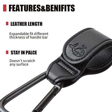 Funbliss Stroller Hooks for Hanging Bags and Shopping,Baby Stroller Hooks Clips,Plus Size, Newest Ge...
