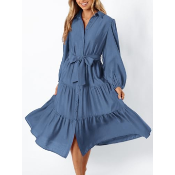 Stylish MASCOMODA Women's Long Sleeve Fall Midi Dress