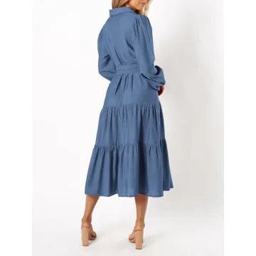 Stylish MASCOMODA Women's Long Sleeve Fall Midi Dress