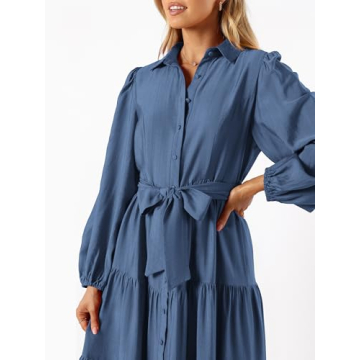 Stylish MASCOMODA Women's Long Sleeve Fall Midi Dress