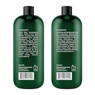 Botanic Hearth Vegan Collagen Infused Tea Tree Shampoo and Conditioner Set, 16 fl oz each - Sulfate Free, Paraben Free - For Itchy and Dry Scalp - Men and Women