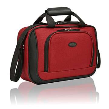 U.S. Traveler Lightweight Softside Suitcase, Rolling 20" Carry On Luggage, Red, Set