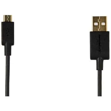 Amazon Basics USB-A to Micro USB Charging Cable, 480Mbps Transfer Speed with Gold-Plated Plugs, USB 2.0, 3 Foot, Black