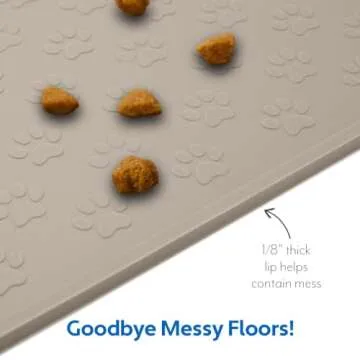 MIGHTY MONKEY 100% Waterproof Dog Food Mat, Raised Edges Silicone Pet Feeding Placemat for Cat, Dogs...