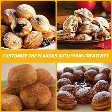 FineMade Mini Stuffed Pancakes Maker, Electric Ebleskiver Poffertjes Maker Pan, Danish Pancakes Maker, Cake Pop Maker, Bake 7x 2'' Ebelskivers without any Flipping operation