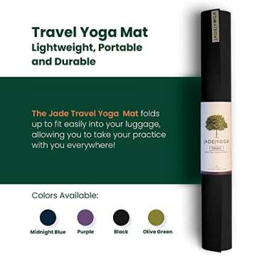 JadeYoga Travel Yoga Mat - Packable, Lightweight, and Portable Yoga Mat - Non-Slip Natural Rubber Ma...