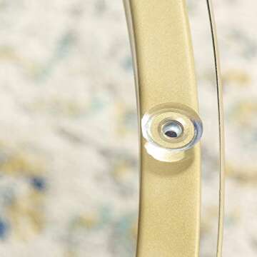 Walker Edison Cora Modern Round Faux Glass Top Coffee Table with X Base, 36 Inch, Glass and Gold