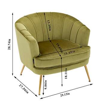 Artechworks Modern Velvet Barrel Chair Accent Armchair with Golden Legs for Living Room Bedroom Home...