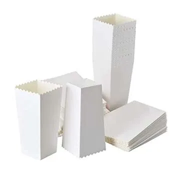 BLUE PANDA 100 Pack White Popcorn Boxes Bulk for Party - White Popcorn Containers for Movie Night & Carnival Decorations - 46 oz Paper Box (7.8 x 4.25 x 4.25)