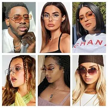 NIDOVIX Rimless Rectangle Sunglasses For Women Men Fashion Frameless UV400 Protection Lens Glasses (Clear Lens)