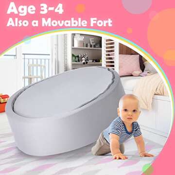 Moncoland Round Foam Kids Ball Pit for Toddlers, Large Baby Ball Pit with Soft Sponge Kids Play Tent Ball Pool, Children Gift Idea for Baby Infant Indoor and Outdoor Game (Gray, No Balls)