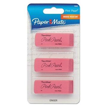 Paper Mate Pink Pearl Erasers - Effortless Removal 3-Pack
