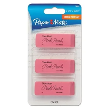 Paper Mate Pink Pearl Erasers - Effortless Removal 3-Pack