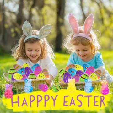 24 Prefilled Easter Eggs with Bunny Pop Fidget Toys