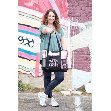 Gym Tote Bag for Women - If Only Sarcasm Burnt Calories Pink Workout Tote - Funny Gym Fitness Sayings - Fitness Tote Bag for Women (Gym Tote Bag, If Only Sarcasm Burnt Calories Pink)