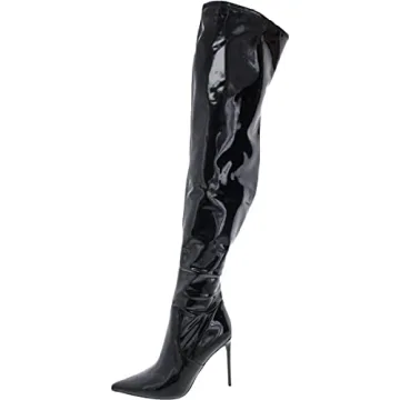 Steve Madden VIKTORY Black Patent Fashion Boots