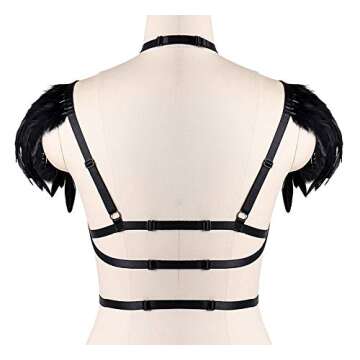Body CAGE Women's Feather Body Harness - Adjustable Fashion Accessory