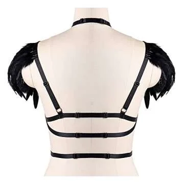 Body CAGE Women's Feather Body Harness - Adjustable Fashion Accessory
