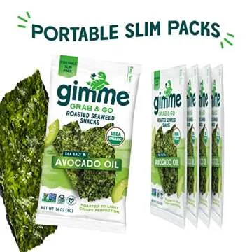 Gimme Seaweed Grab & Go - Sea Salt & Avocado Oil - 5 Count - Organic Roasted Seaweed Sheets - Keto Vegan Gluten Free - Great Source of Iodine & Omega 3’s - Healthy On-The-Go Snack for Kids Adults