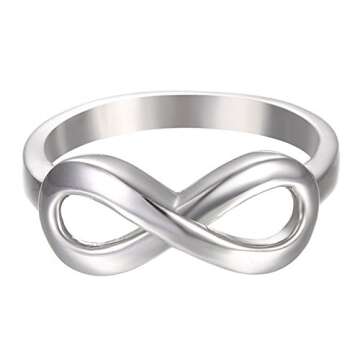 BORUO Elegant 925 Sterling Silver Infinity Ring - Perfect Wedding Band