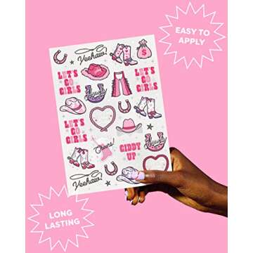 xo, Fetti Rodeo Birthday Party Temporary Tattoos - 46 silver Styles | Birthday Decorations, Giddy Up Cowgirl Accessory, Rodeo Western Theme Favor, Nashville Gift + Cow Print Supplies