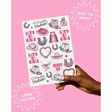 xo, Fetti Rodeo Birthday Party Temporary Tattoos - 46 silver Styles | Birthday Decorations, Giddy Up Cowgirl Accessory, Rodeo Western Theme Favor, Nashville Gift + Cow Print Supplies