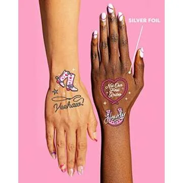xo, Fetti Rodeo Birthday Party Temporary Tattoos - 46 silver Styles | Birthday Decorations, Giddy Up Cowgirl Accessory, Rodeo Western Theme Favor, Nashville Gift + Cow Print Supplies