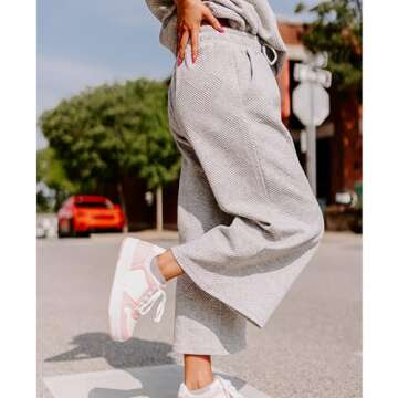 SeeLuNa Women's Textured 2 Piece Sweatsuit Set Gray