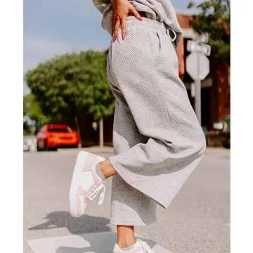 SeeLuNa Women's Textured 2 Piece Sweatsuit Set Gray