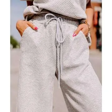 SeeLuNa Women's Textured 2 Piece Sweatsuit Set Gray