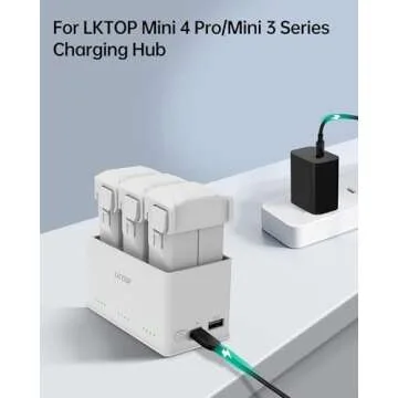 LKTOP 30W Osmo Pocket 3 Charger, USB-C Fast Charger for DJI Neo/Avata/Mini Series Drone, Osmo Pocket Action Series Camera, Mic Mini Charging Case, HOVERAir X1 Drone, Mini 4/3/2/4K Series Charging Hub