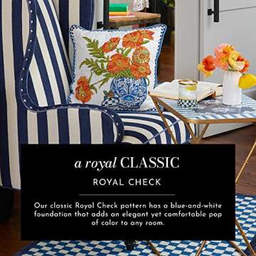 MACKENZIE-CHILDS Bunny Figurine, Rabbit Figurine Decoration for Spring, Resting Royal Check