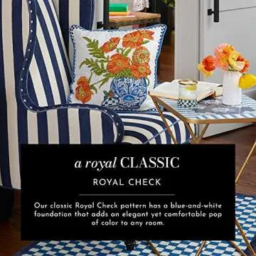 MACKENZIE-CHILDS Bunny Figurine, Rabbit Figurine Decoration for Spring, Resting Royal Check