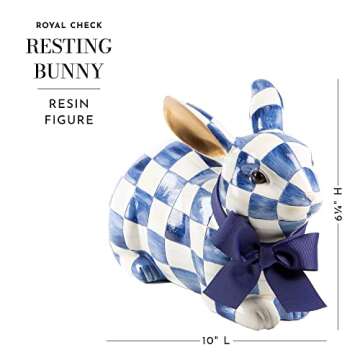 MACKENZIE-CHILDS Bunny Figurine, Rabbit Figurine Decoration for Spring, Resting Royal Check