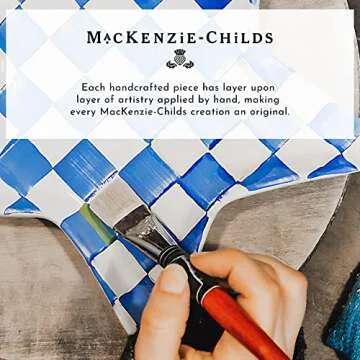 MACKENZIE-CHILDS Bunny Figurine, Rabbit Figurine Decoration for Spring, Resting Royal Check