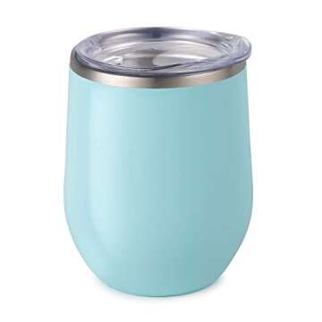 Maars Bev Stainless Steel Stemless Wine Glass Tumbler with Lid, Vacuum Insulated 12 oz Cup | Spill P...