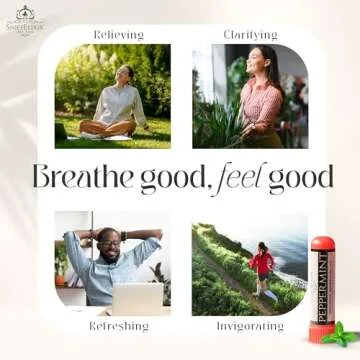 Peppermint Inhaler Nasal Stick - Aromatherapy Nasal Inhaler, Portable Nose Inhaler Stick, Non Drowsy Motion Sickness Nausea Stick with Peppermint Essential Oil for Migraine Stick, and Headache